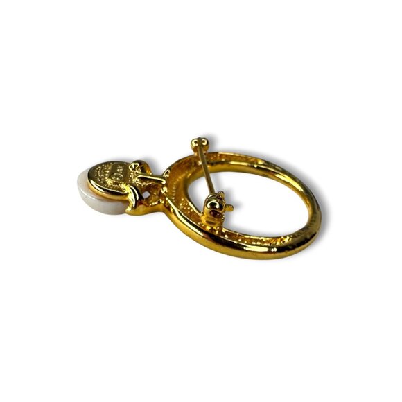 Anne Klein Gold Tone Faux Pearl Ring Brooch 1.76" x 1.23 - Picture 5 of 7